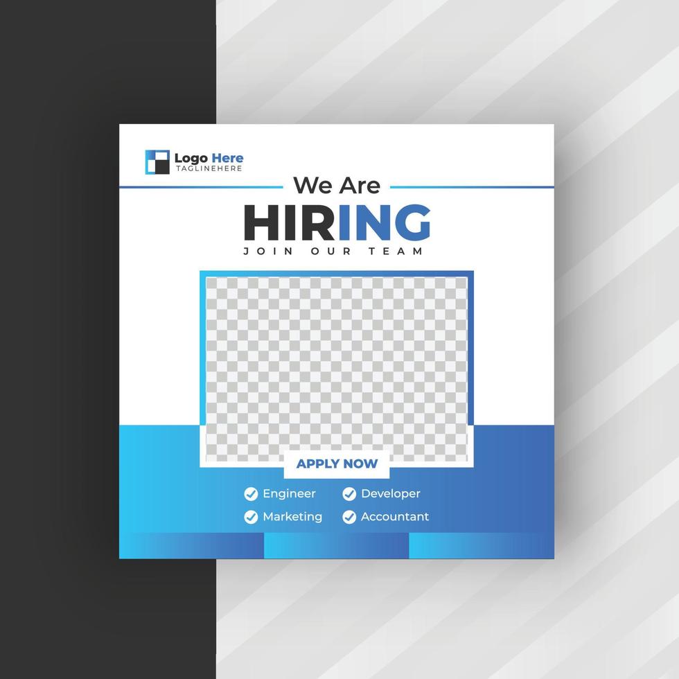 we are hiring social media post template vector