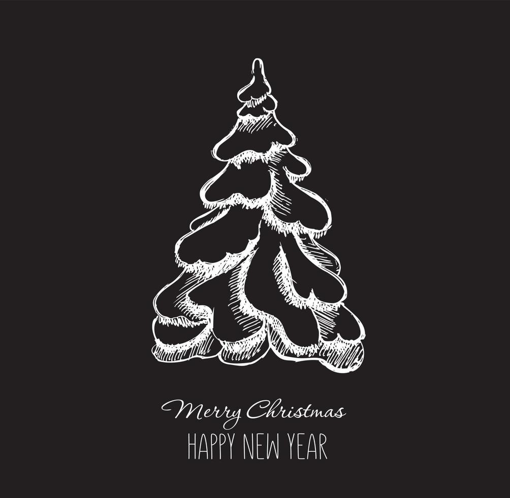 Christmas tree hand drawn illustration. Vector. vector