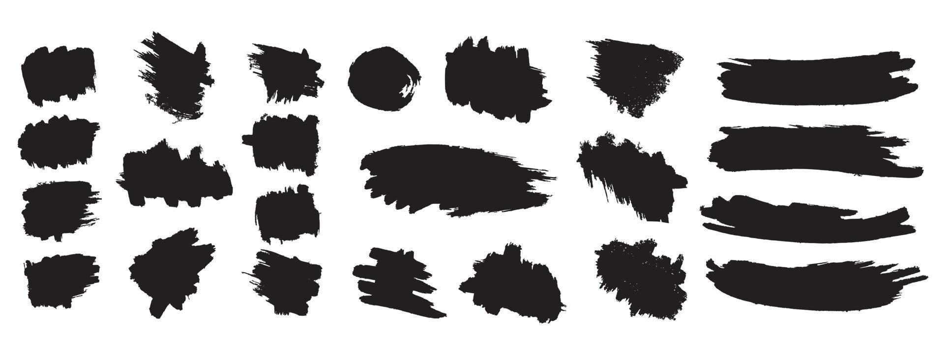 Set of black paint, ink brush strokes vector