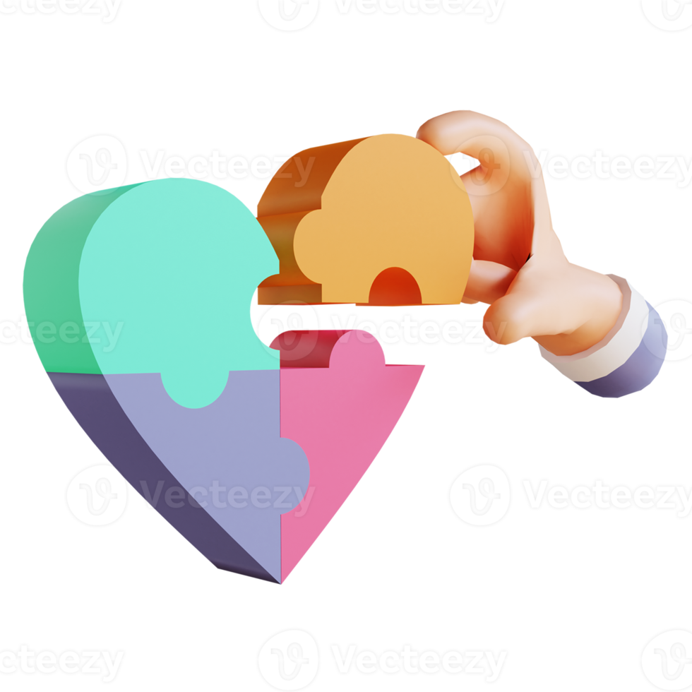 3D-Illustration Liebe und Hand zum Valentinstag geeignet png