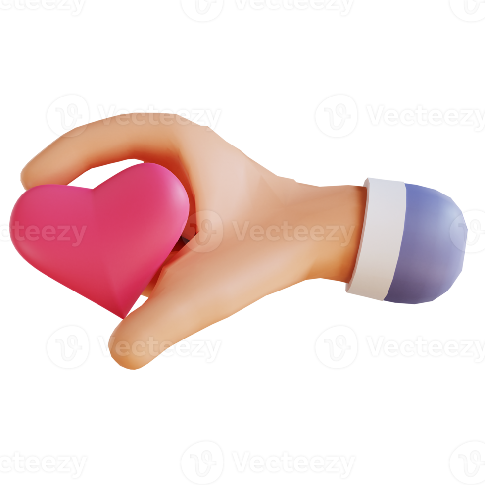 3D-illustration kärlek och händer 2 lämplig för alla hjärtans dag png
