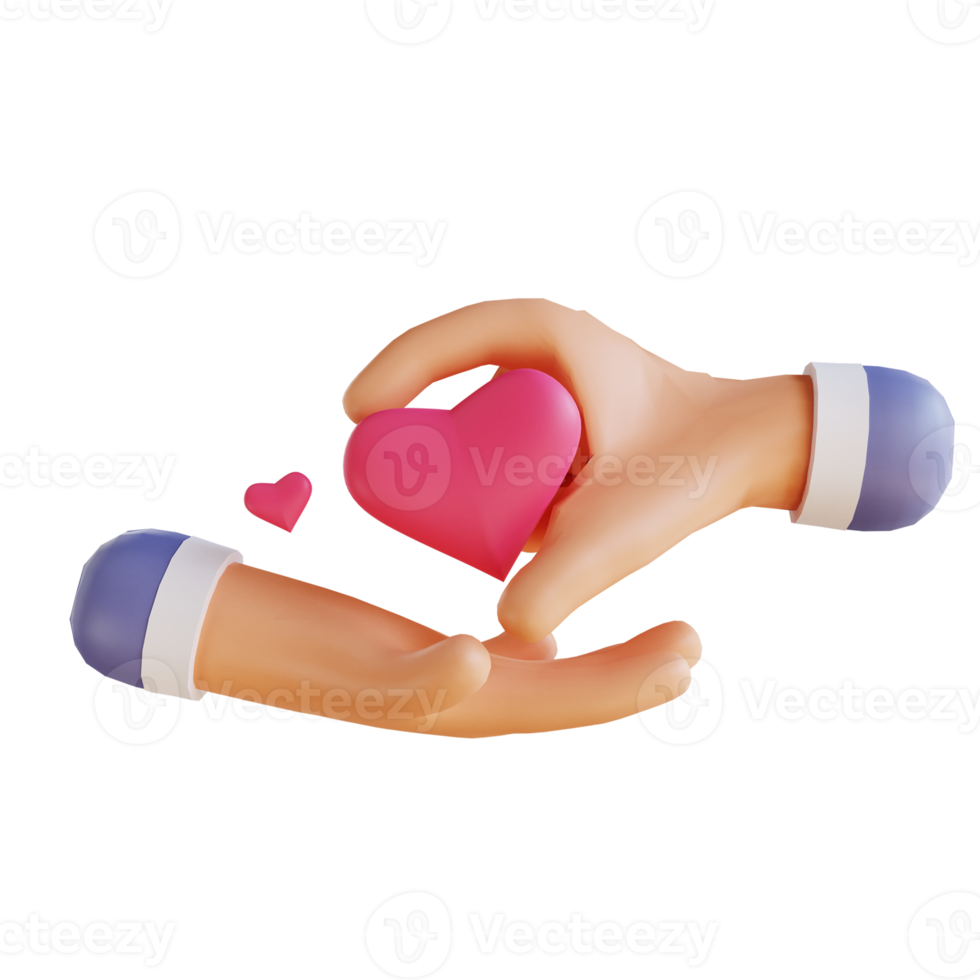 3d illustratie liefde en handen geschikt voor Valentijnsdag png