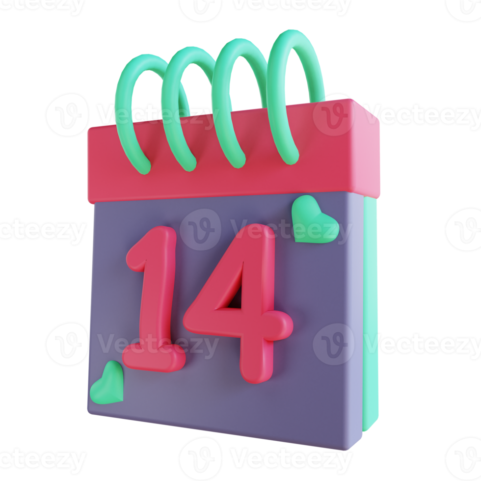 3D illustration love calendar 2 suitable for valentine's day png