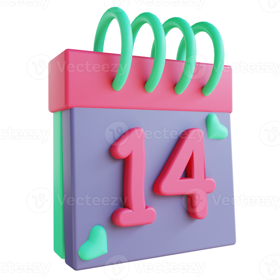 3D illustration love calendar 2 suitable for valentine's day png