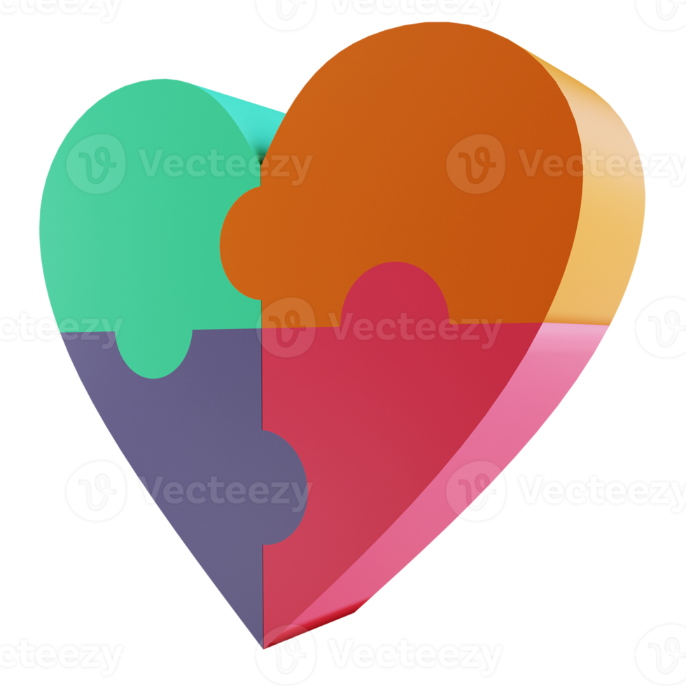 3D-Illustration Liebespuzzle zum Valentinstag geeignet png