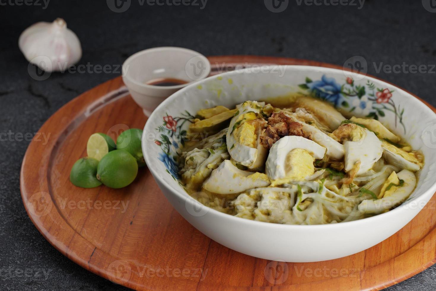 Soto, Indonesian Traditional Food Close Up 3D Rendering Premium Photo