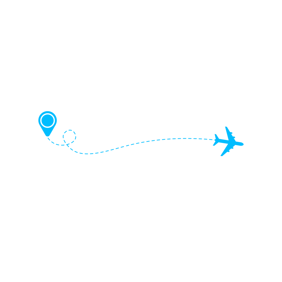 ruta de avión de línea discontinua con icono de ubicación png