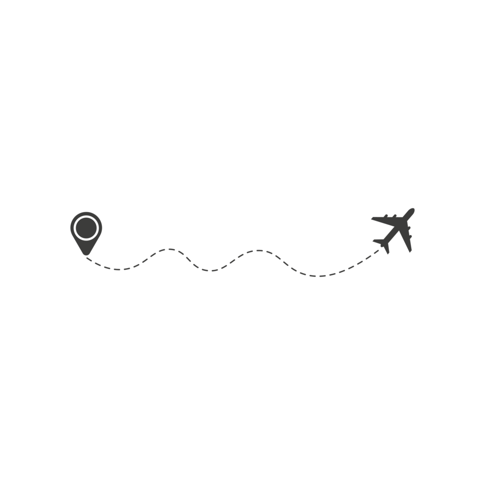 Dashed Line Airplane Route with Location Icon png