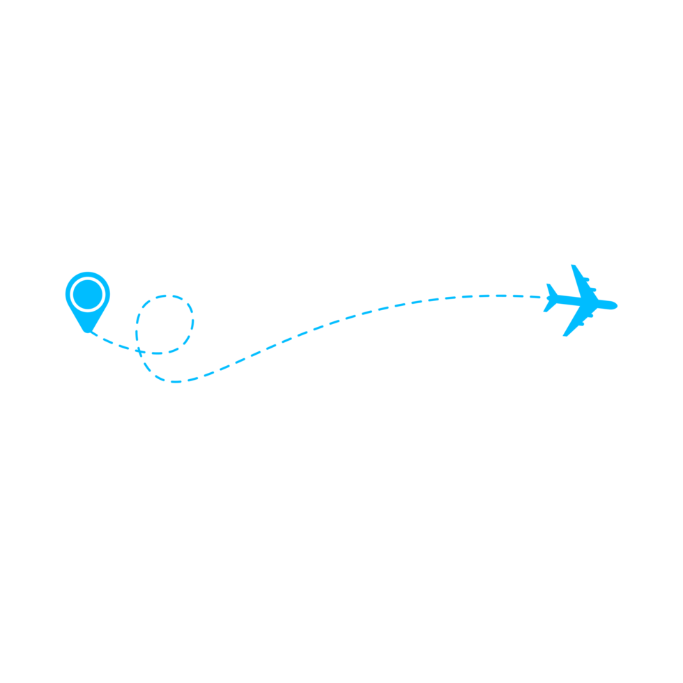 Dashed Line Airplane Route with Location Icon png