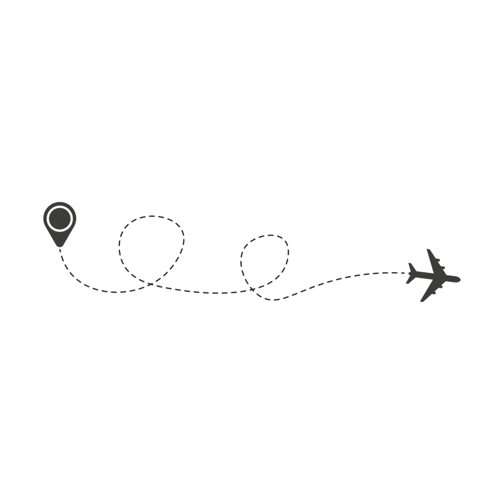 Dashed Line Airplane Route with Location Icon png