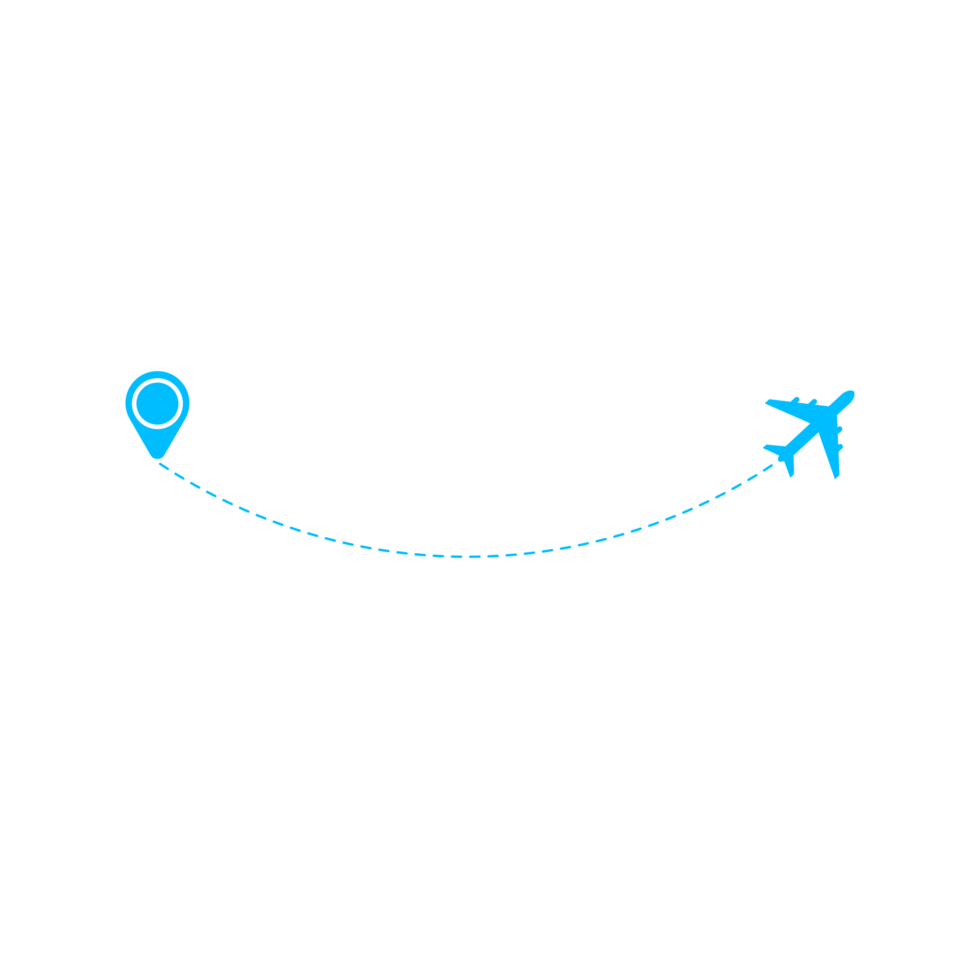 Dashed Line Airplane Route with Location Icon png