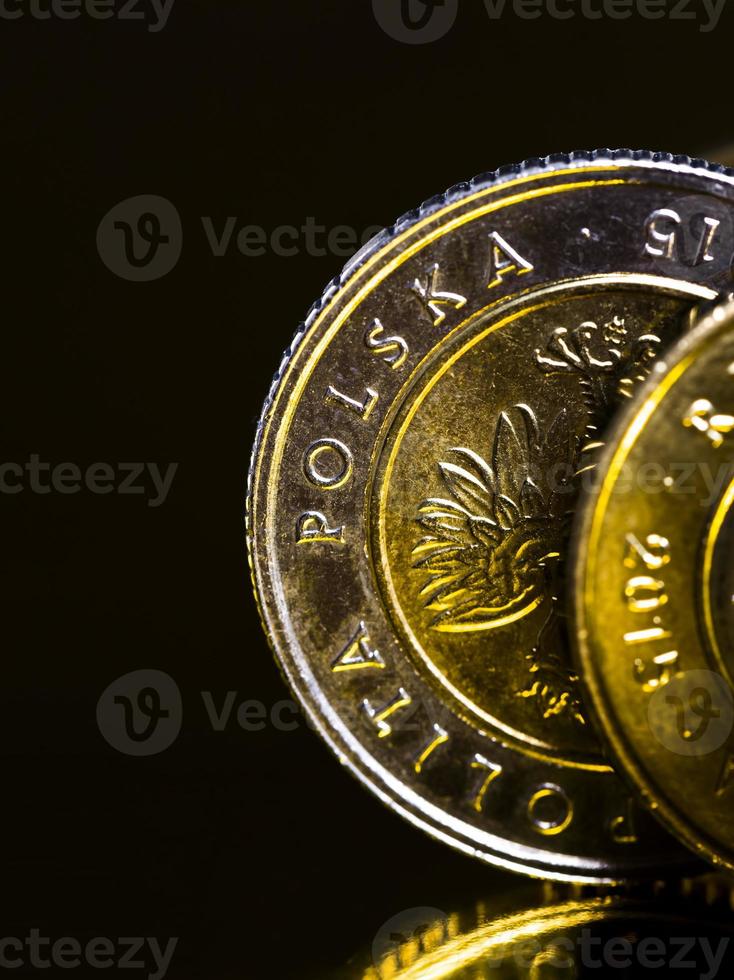 zlotys polacos en forma de monedas de metal foto