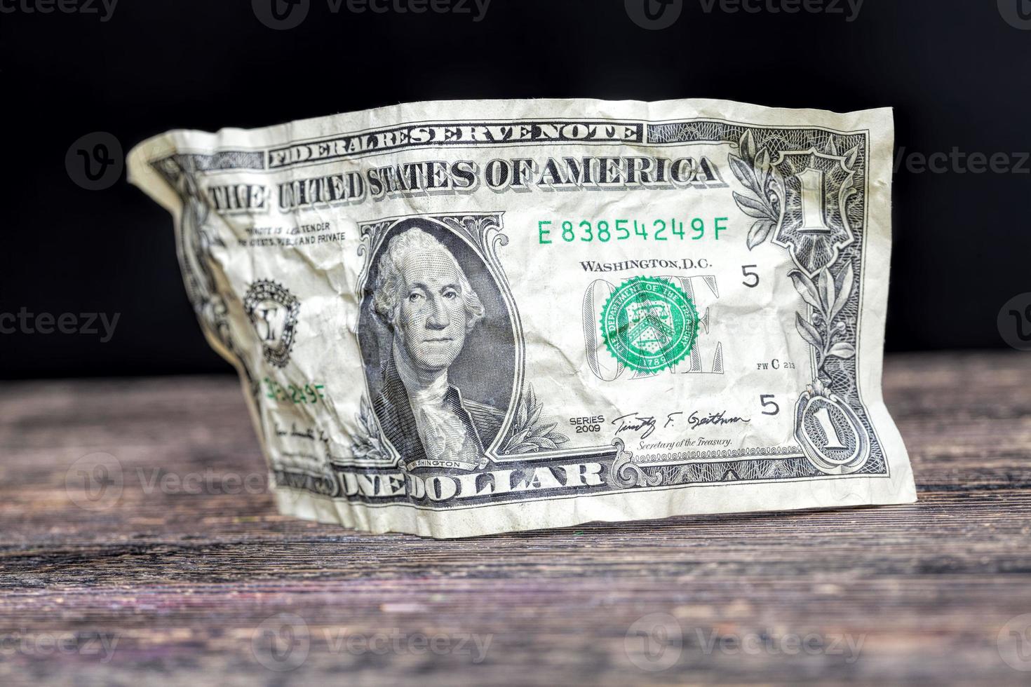 one crumpled American dollars photo