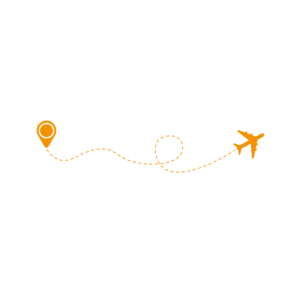 Dashed Line Airplane Route with Location Icon png