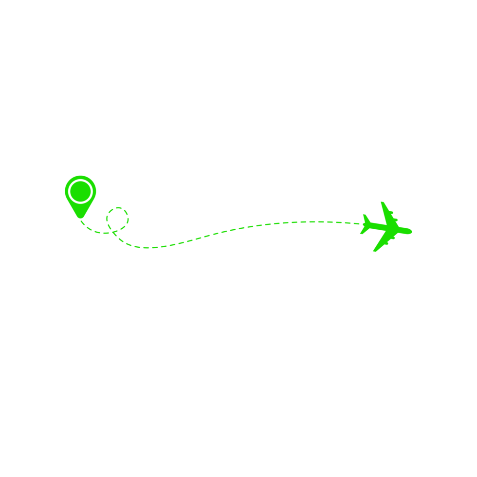 Dashed Line Airplane Route with Location Icon png