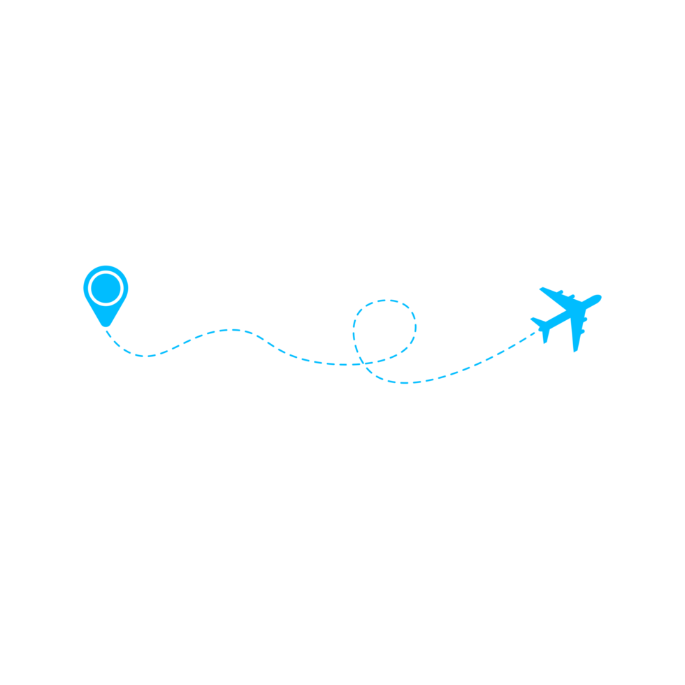 ruta de avión de línea discontinua con icono de ubicación png