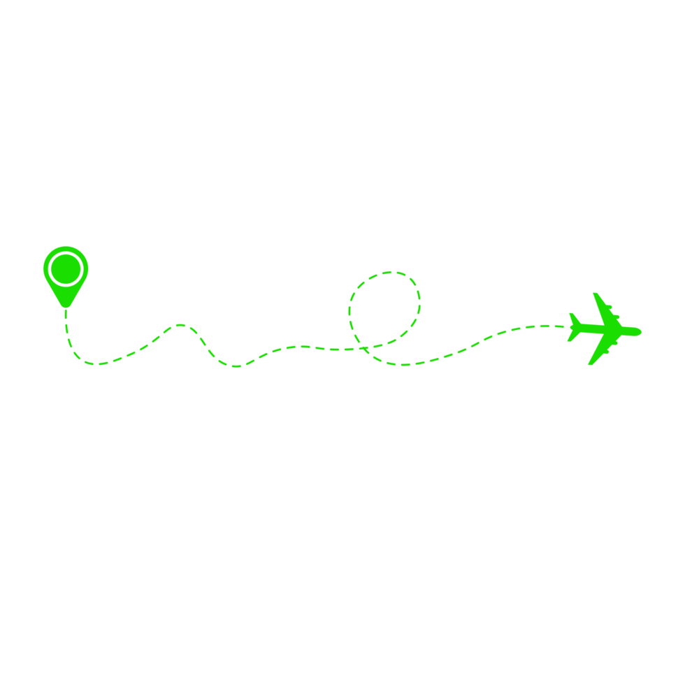 ruta de avión de línea discontinua con icono de ubicación png