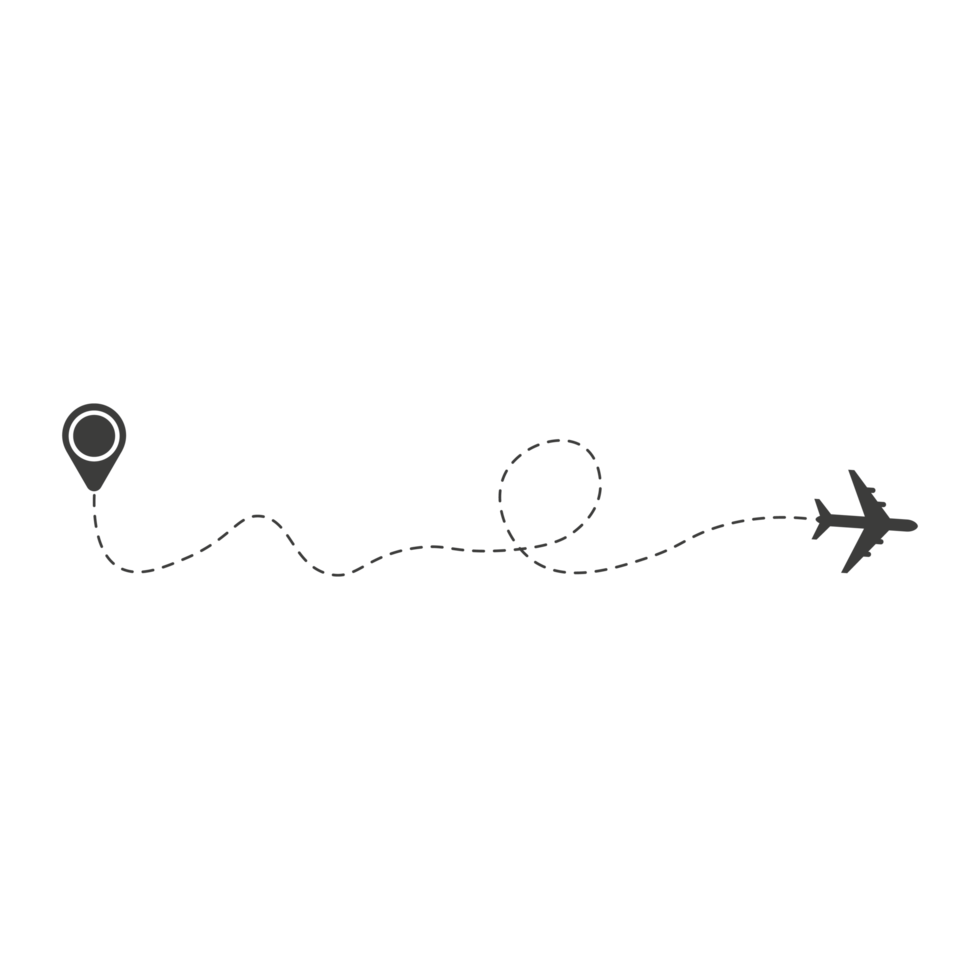 ruta de avión de línea discontinua con icono de ubicación png
