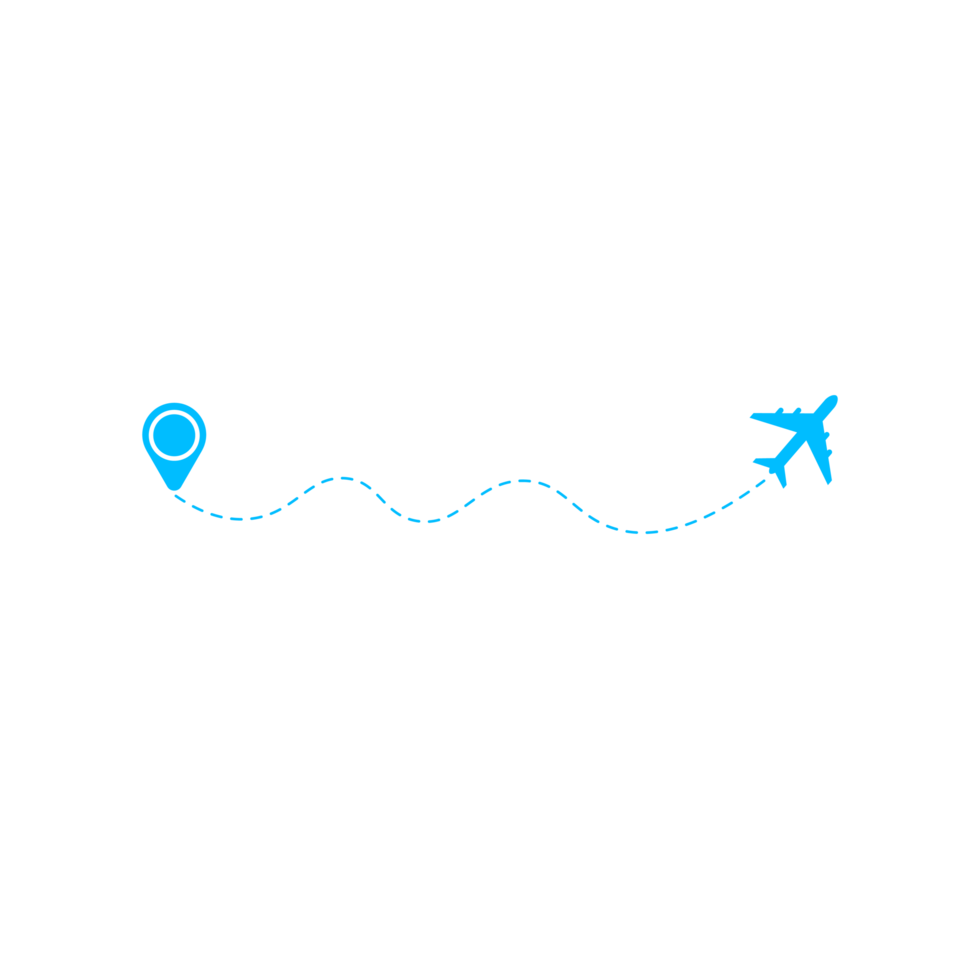Dashed Line Airplane Route with Location Icon png