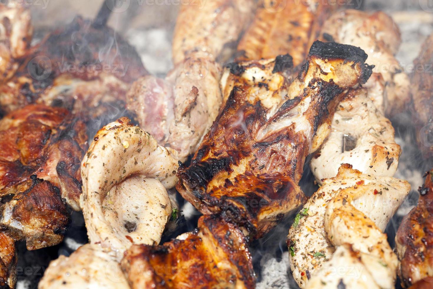 skewers of meat, close-up photo