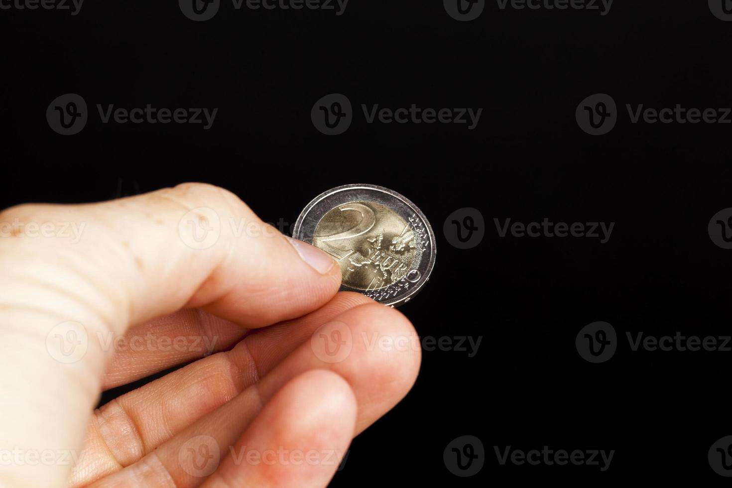 two euros, close up photo