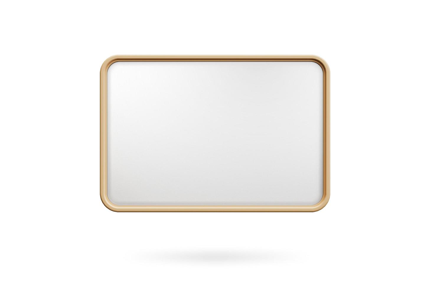 Wooden picture frame isolated on white background, Blank thin frame with empty space for decorative uses. 3d rendering. photo