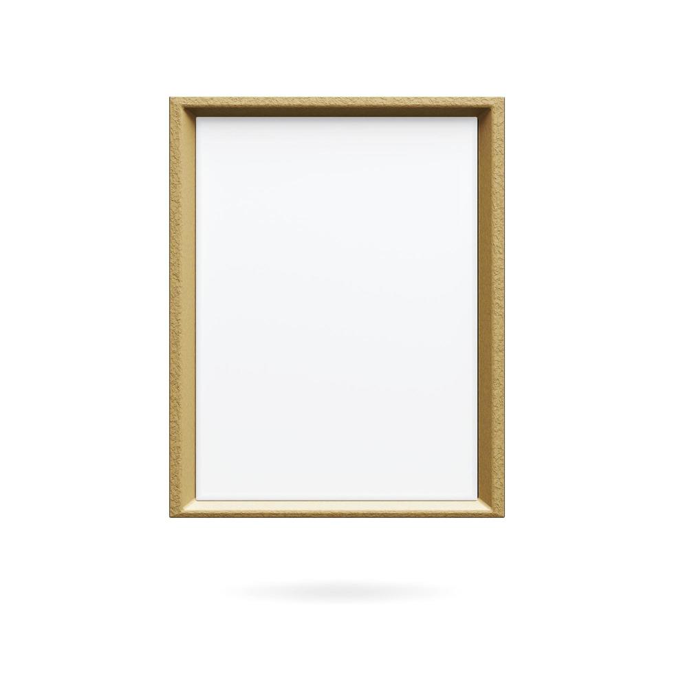 Wooden picture frame isolated on white background with copy space, Blank thin frame with empty space for decorative uses. 3d rendering. photo