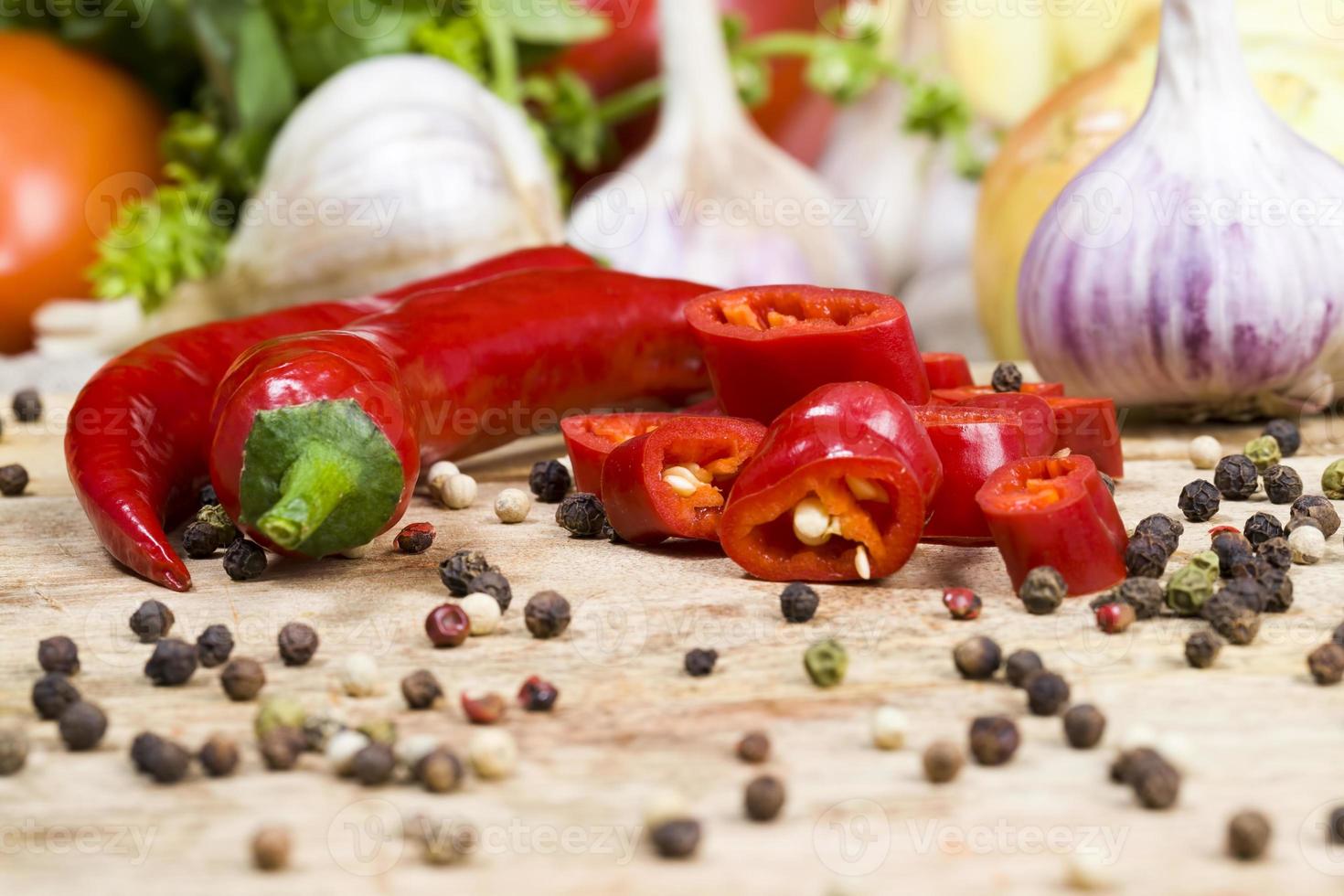 hot red pepper and other vegetables photo