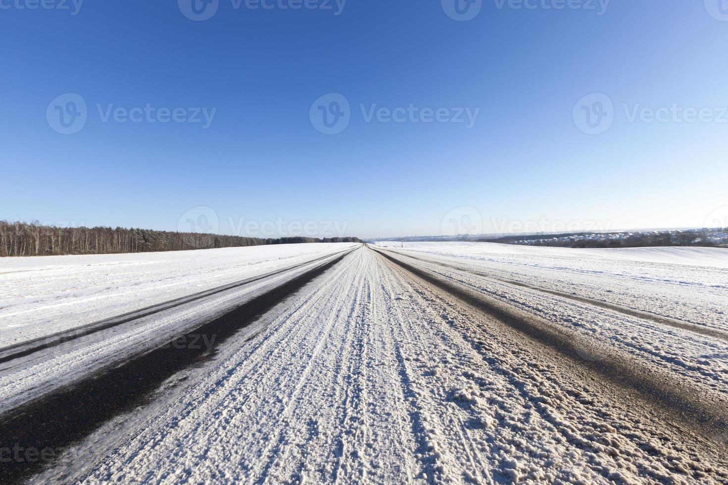 slippery and dangerous road for transport photo