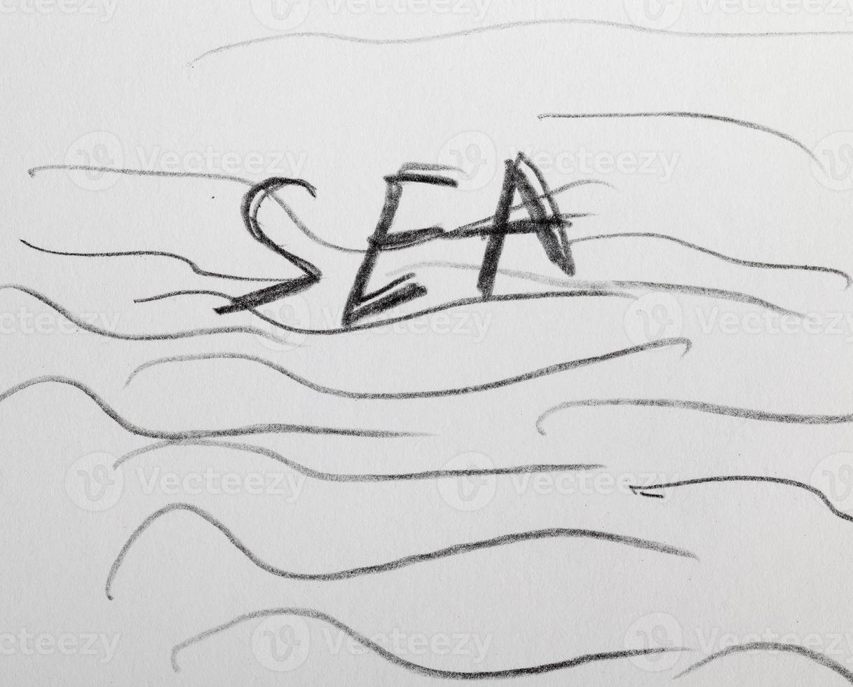 sea drawn in pencil photo