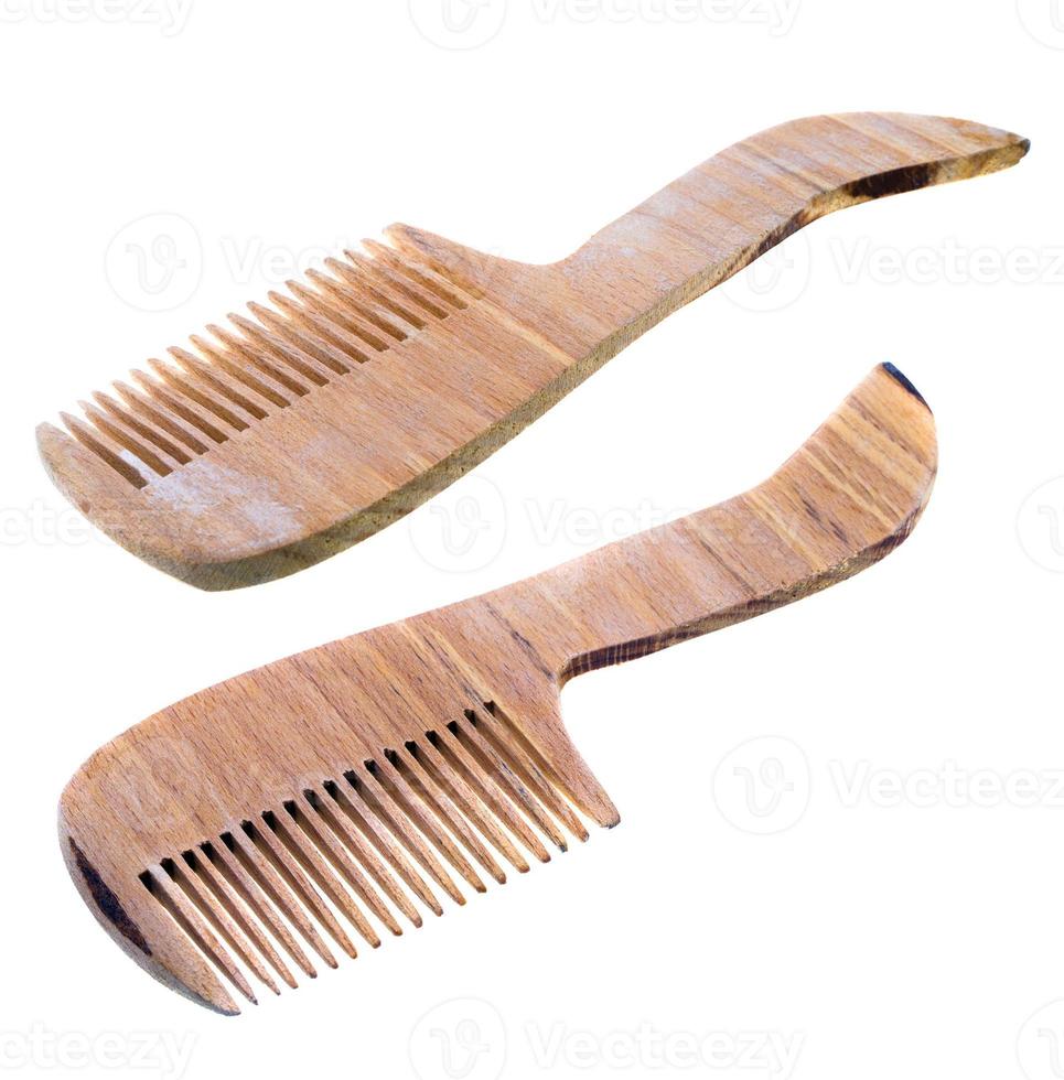 wooden hairbrushes  close up photo
