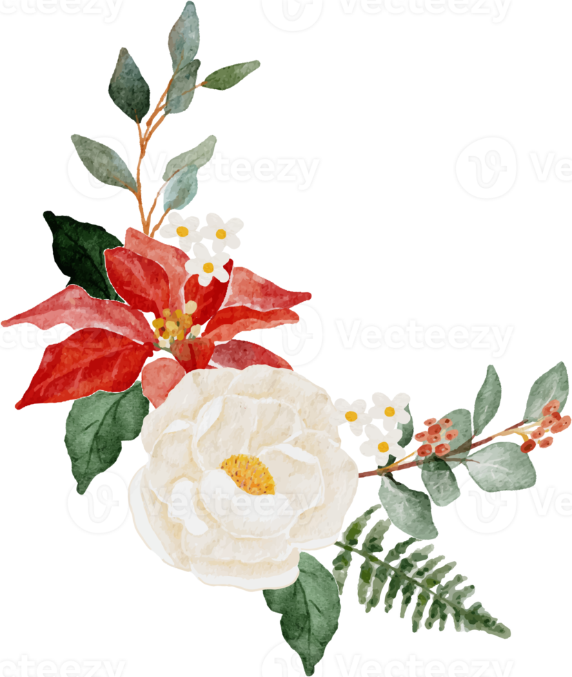 watercolor christmas flower bouquet wreath collection png