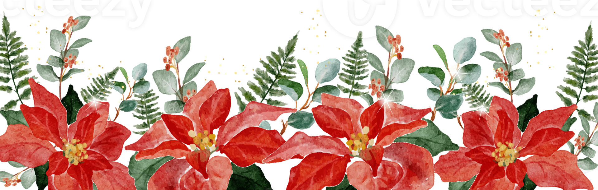 Free marco de corona de ramo de flores de flor de pascua de navidad de  acuarela con brillo dorado 9413826 PNG with Transparent Background