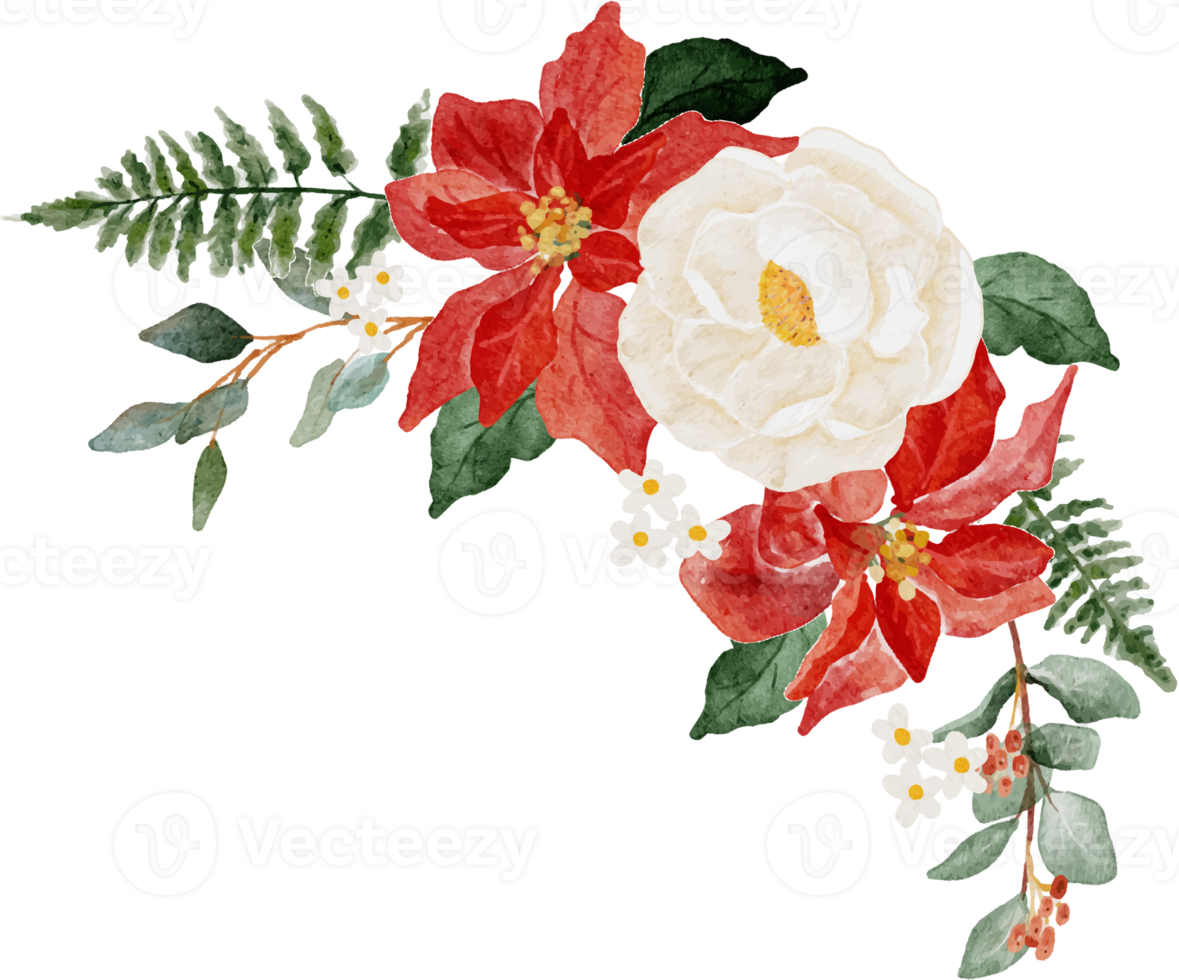 watercolor christmas flower bouquet wreath collection 9413828 PNG