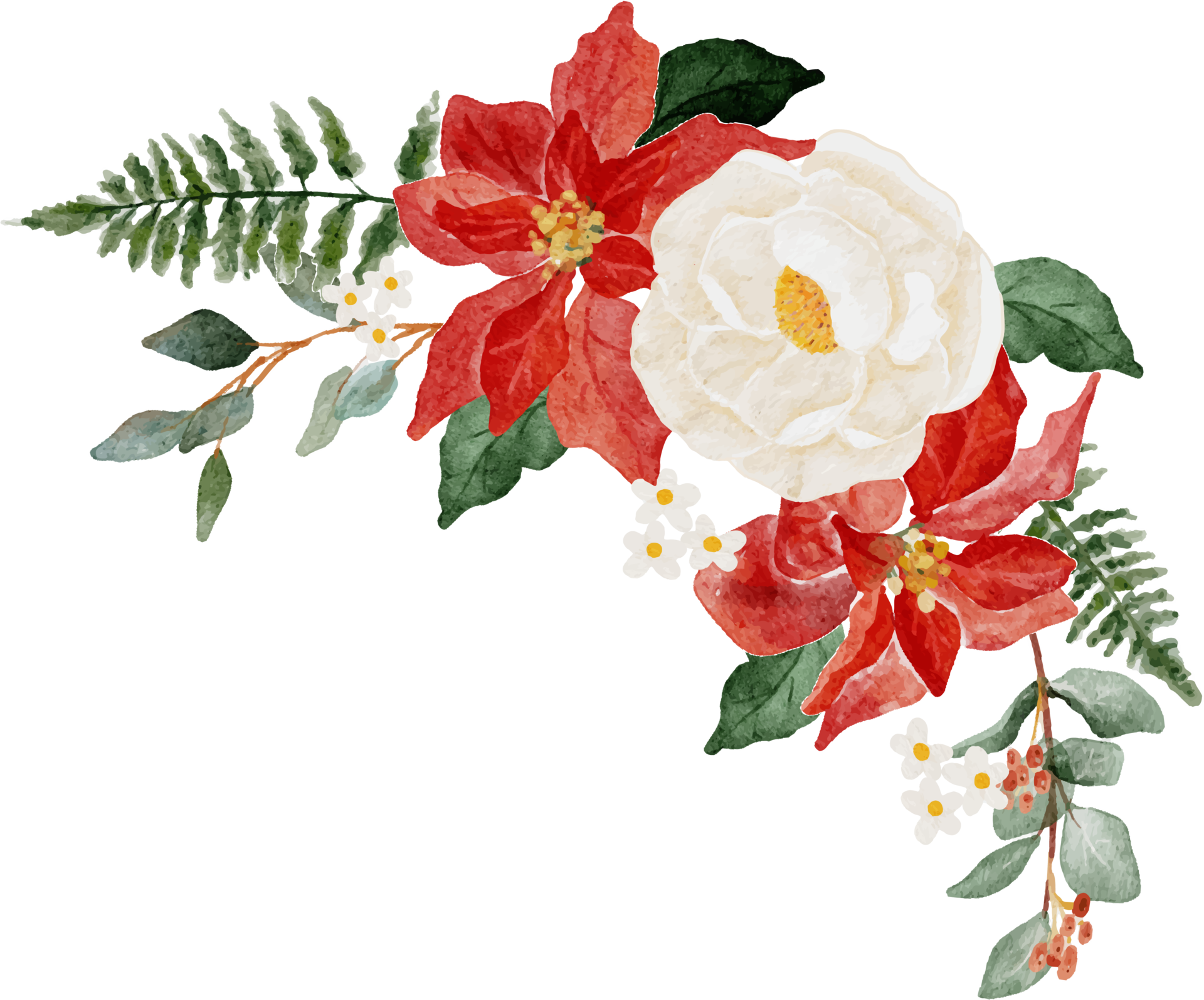 watercolor christmas flower bouquet wreath collection 9413828 PNG