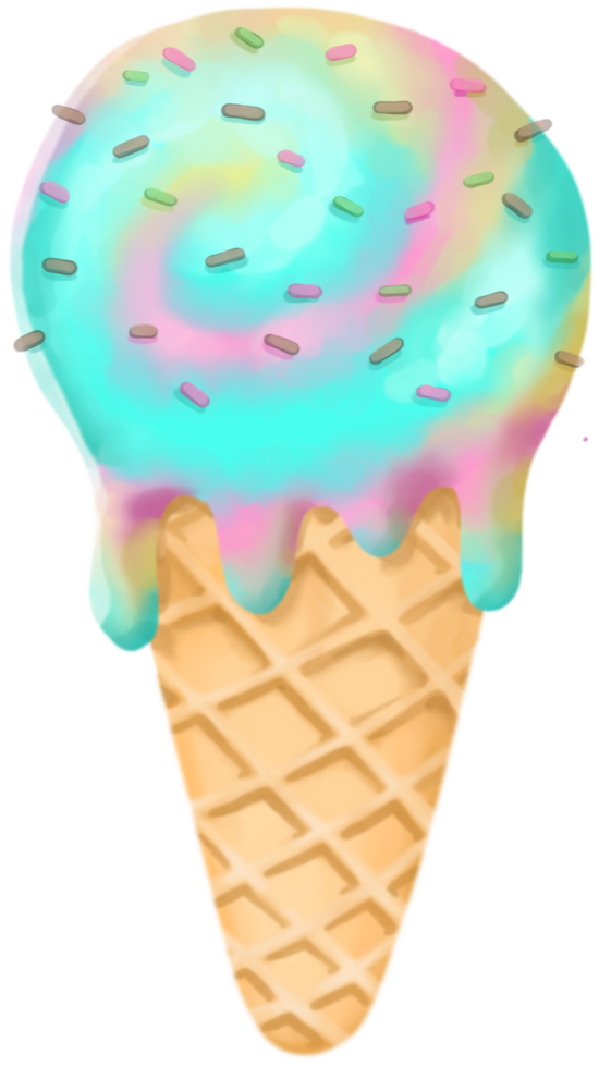 sorvete arco-íris com coberturas png