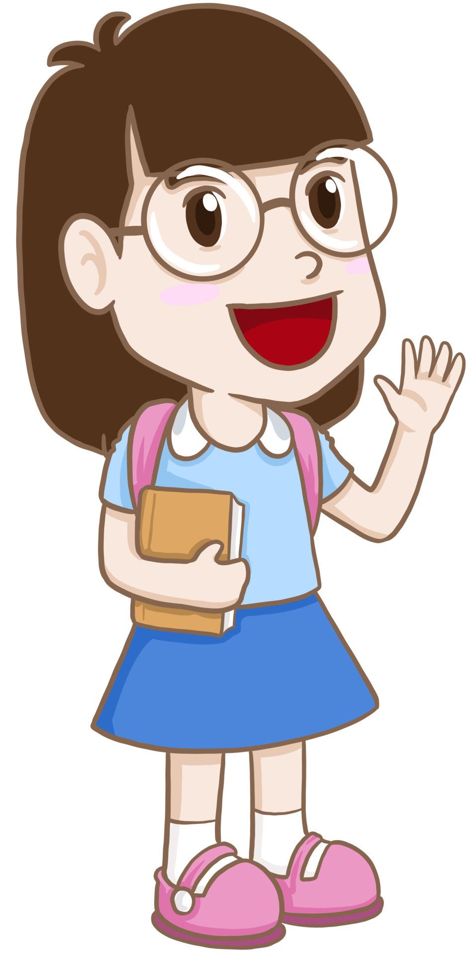 Free cartoon student girl 9415657 PNG with Transparent Background