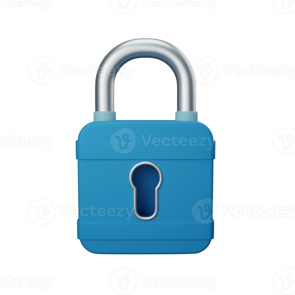 3d rendering padlock isolated useful for user interface, apps and web design illustration png