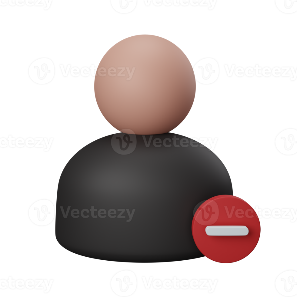 3D-rendering ta bort användare isolerad användbar för användargränssnitt, appar och webbdesignillustration png