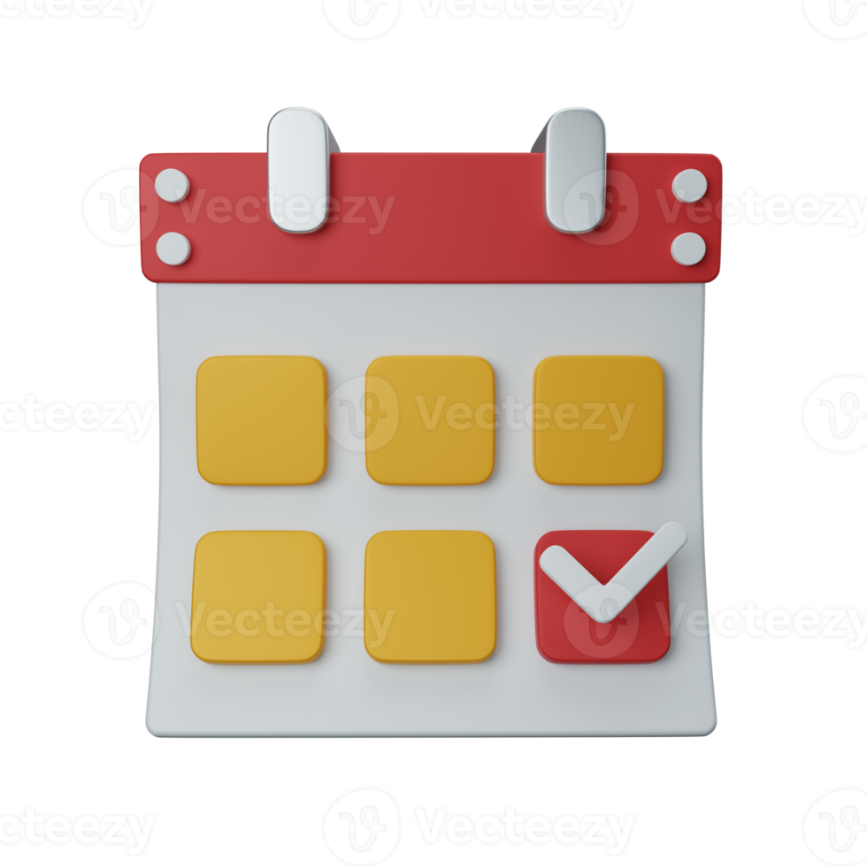 3D-renderingkalender geïsoleerd nuttig voor gebruikersinterface, apps en webontwerpillustratie png