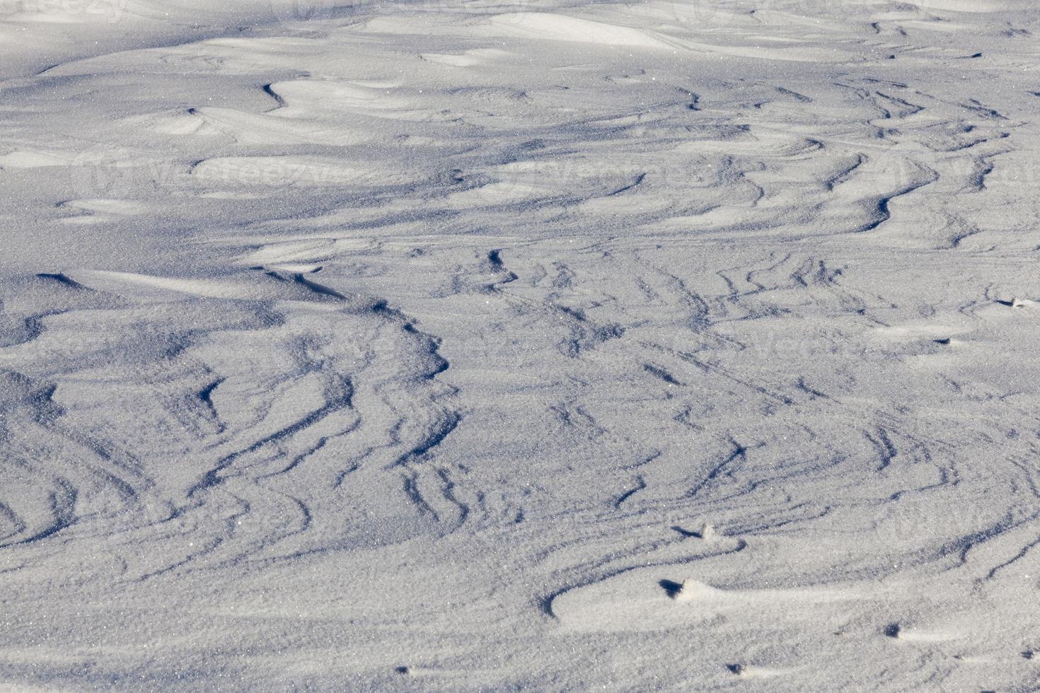 Deep snowdrifts, close up photo