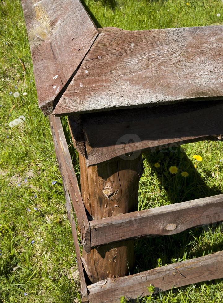 the corner of the old wooden fence photo