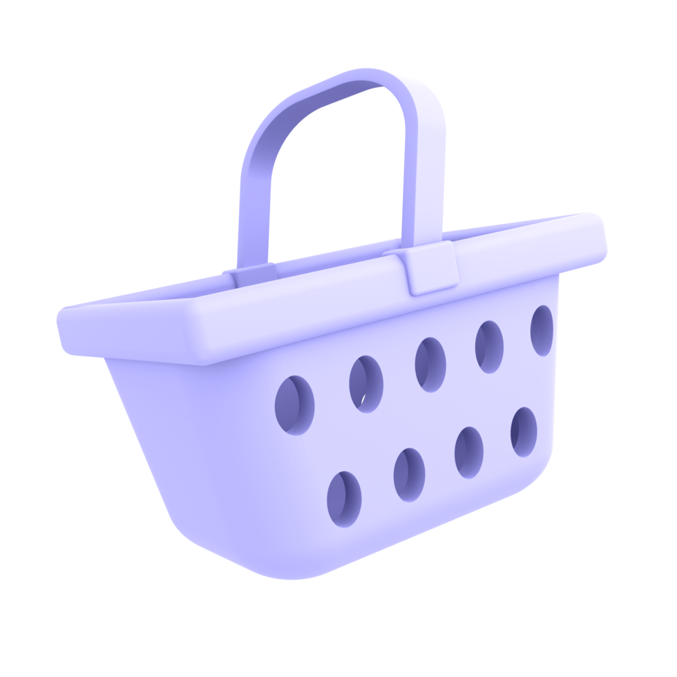 ilustração 3d de cesta de compras vazia de ícone de comércio eletrônico png