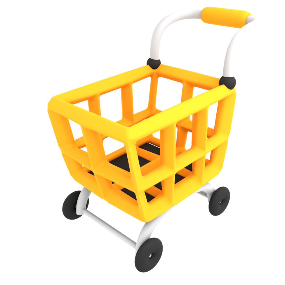 E-Commerce-Symbol leerer gelber Einkaufswagen 3D-Illustration png