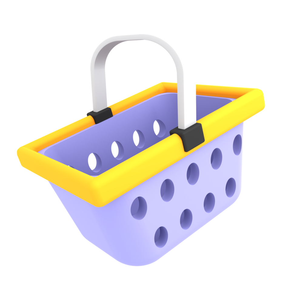 Ecommerce icon shopping basket 3d illustration png