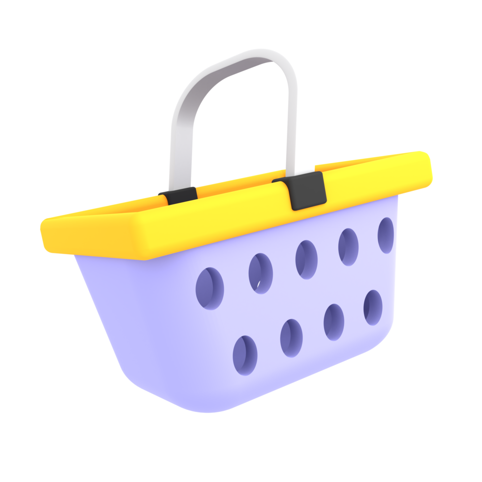 ilustração 3d de cesta de compras de ícone de comércio eletrônico png