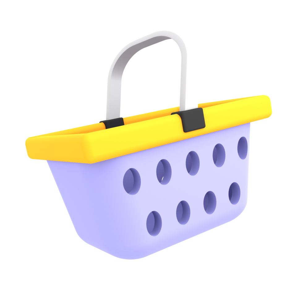 Ecommerce icon shopping basket 3d illustration png