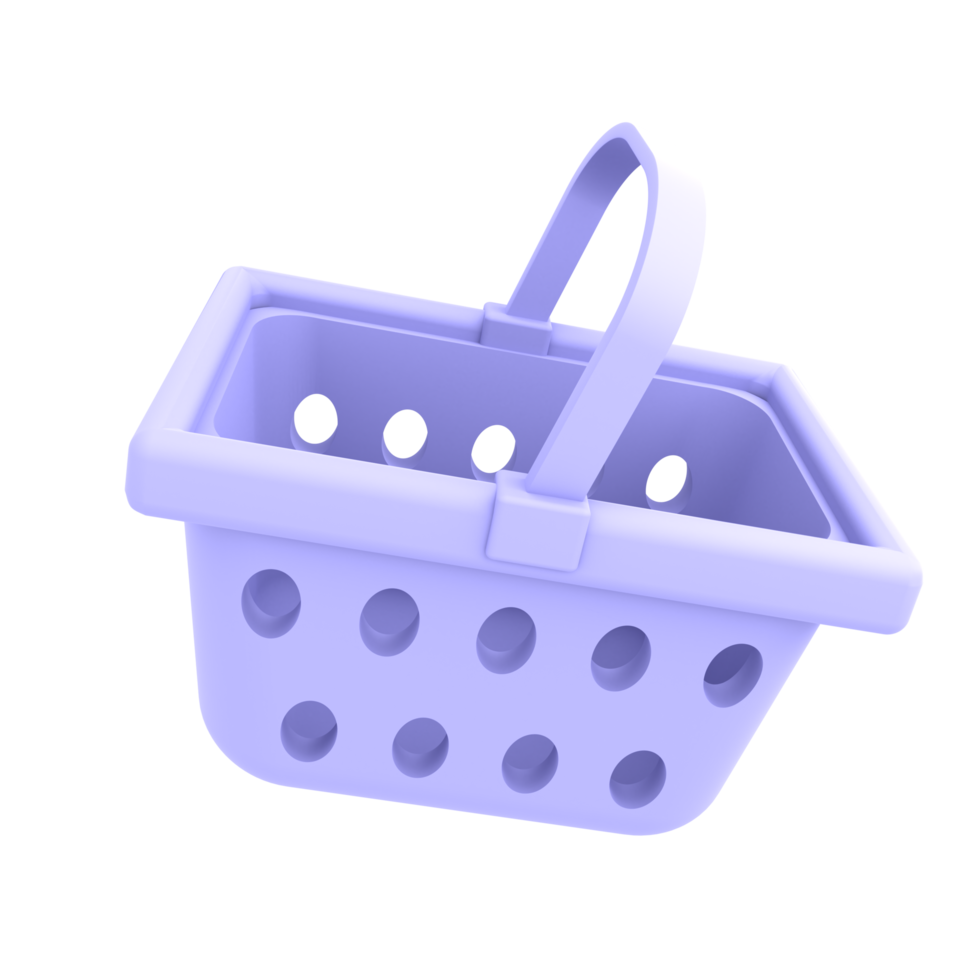 Ecommerce icon empty shopping basket 3d illustration png