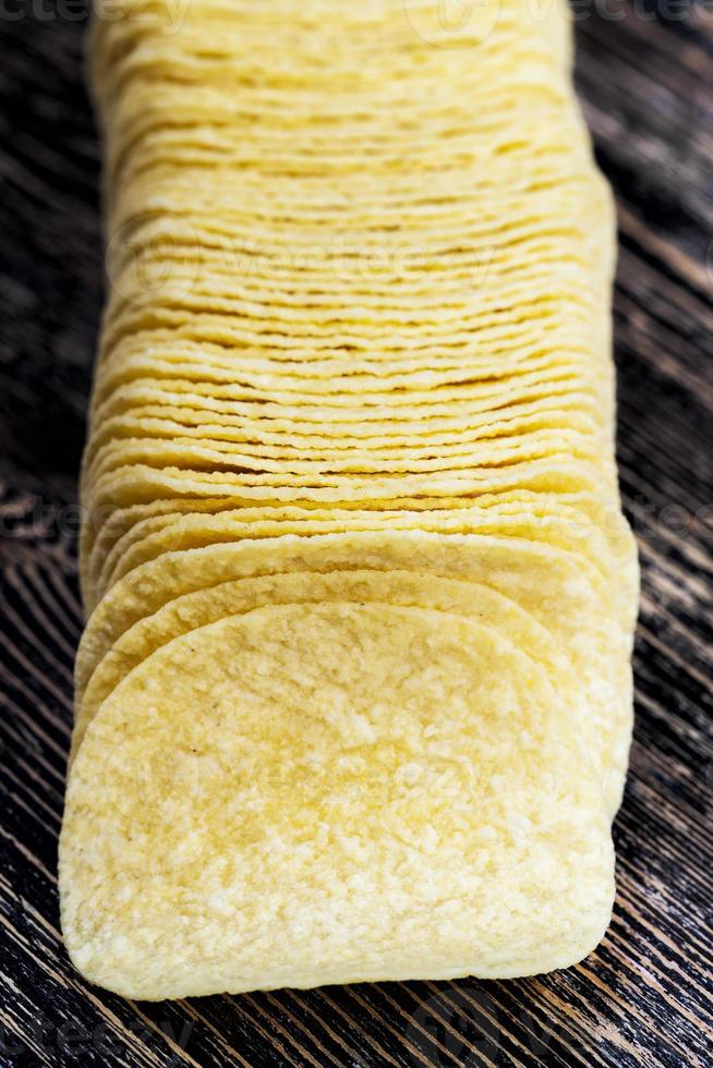 Golden chips, close up photo