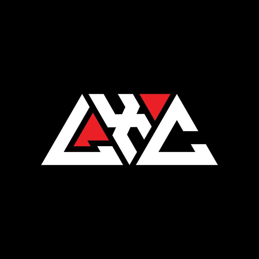 Diseño de logotipo de letra triangular lxc con forma de triángulo. Monograma de diseño de logotipo de triángulo lxc. Plantilla de logotipo de vector de triángulo lxc con color rojo. logotipo triangular lxc logotipo simple, elegante y lujoso. lxc